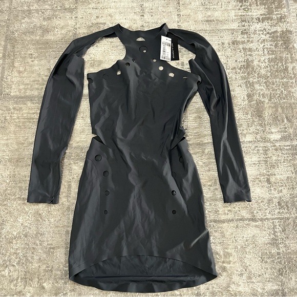 Jean Paul Gaultier Dresses & Skirts - Jean Paul Gaultier Perforated Long Sleeve Mini Dress Gray Cut Out Size 36